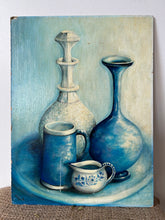 Load image into Gallery viewer, Vintage Blue Vases Oil Painting
