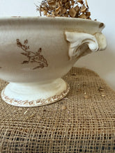 Load image into Gallery viewer, French Neutral Wide Footed Transferware Soupiere
