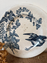 Load image into Gallery viewer, French Ironstone Dark Blue Bird and Florals Plate
