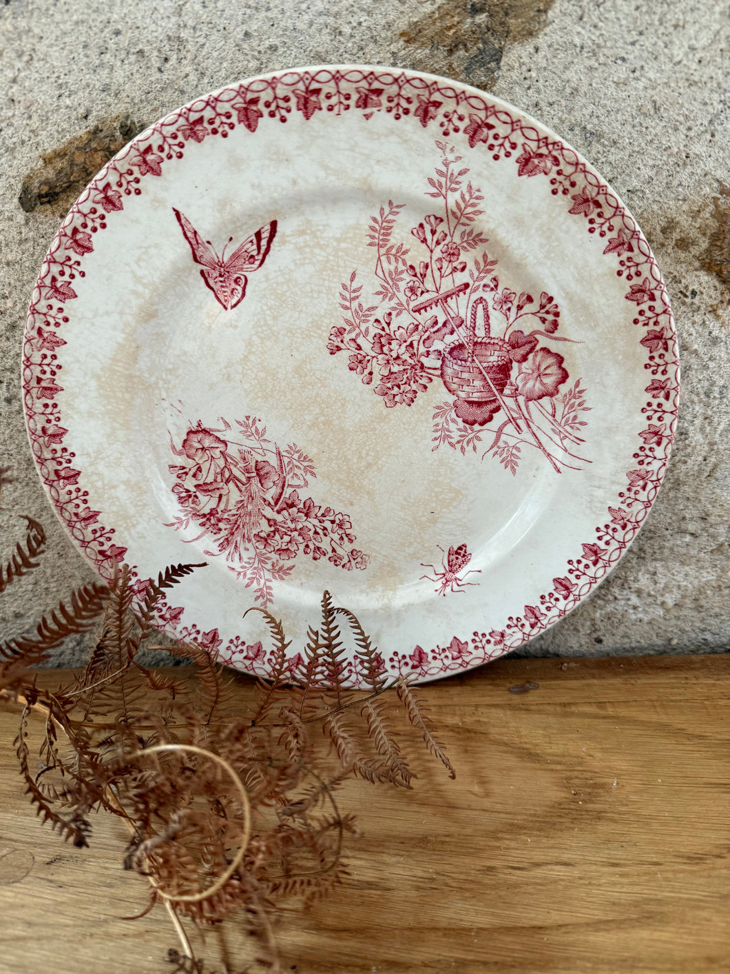 Buttery and Crazed Pink Ironstone Plate