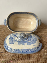 Load image into Gallery viewer, Vintage Buttery Blue and White Lidded Pot
