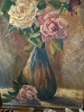 Load image into Gallery viewer, Stunning French Rose Floral Vintage Oil Painting
