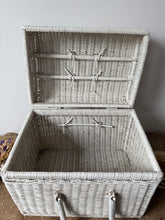 Load image into Gallery viewer, French Vintage White Wicker Handled Basket
