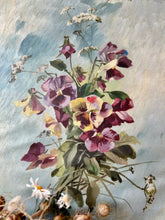 Load image into Gallery viewer, Pretty French Vintage Pansy Oil on Canvas on Board
