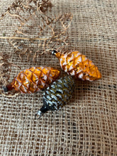 Load image into Gallery viewer, Set of 3 Vintage Glass Pinecone Baubles
