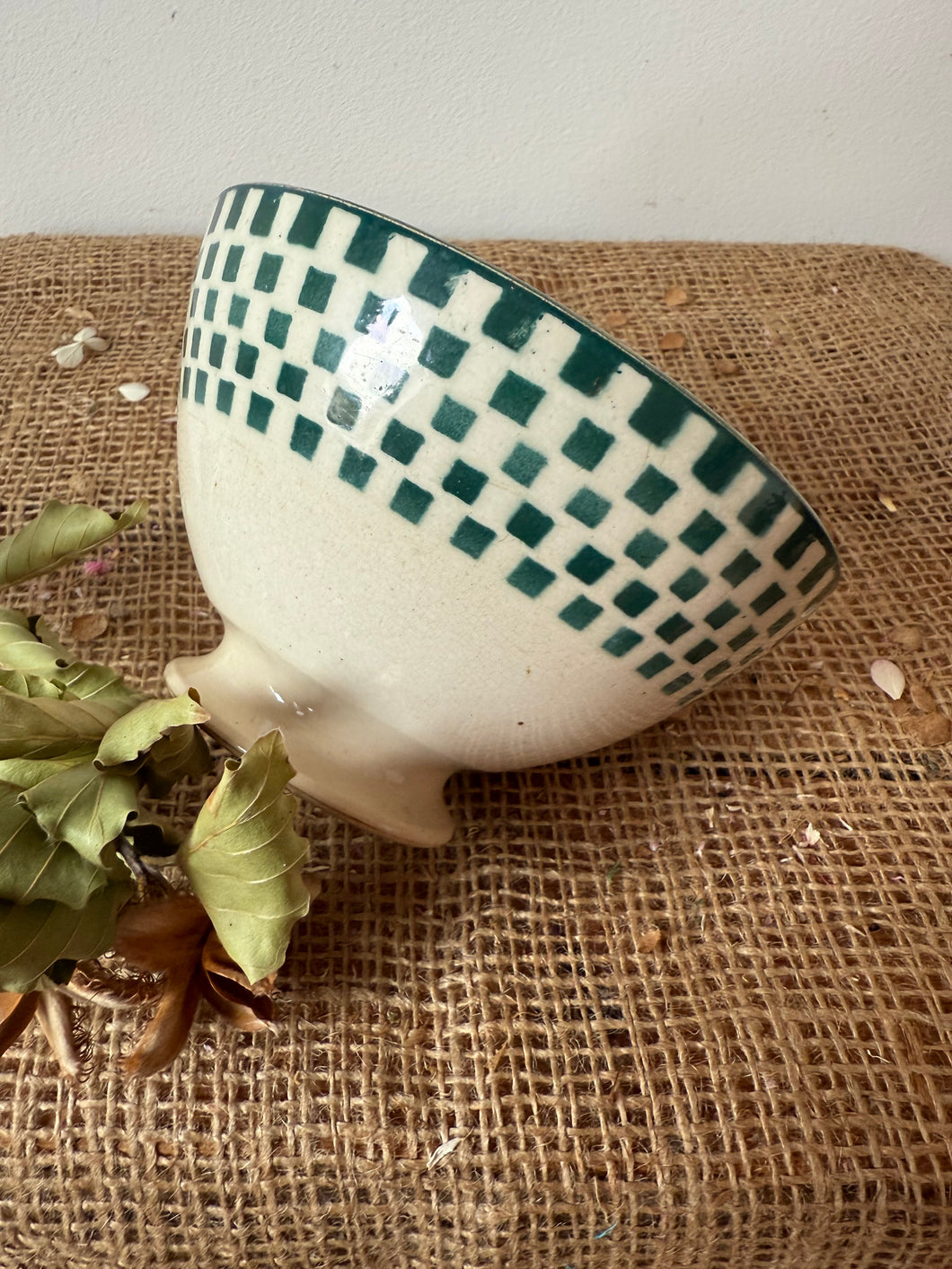 French Green Checked Cafe au Lait