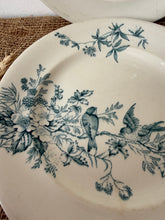 Load image into Gallery viewer, Pretty Bluey Green Floral Bird Ironstone Plates
