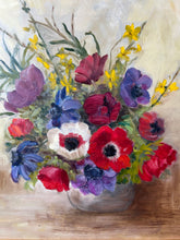 Load image into Gallery viewer, Beautiful Vintage Framed Oil on Canvas Anemones
