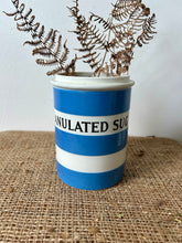 Load image into Gallery viewer, TG Green Blue and White Banded Kitchen Granulated Sugar Canister
