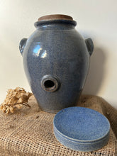 Load image into Gallery viewer, French Blue Stoneware Oil Jar
