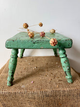 Load image into Gallery viewer, Beautiful Chippy Green Victorian Stool
