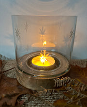 Load image into Gallery viewer, Pretty Star Etched Glass Candle Holder Large
