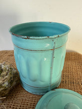 Load image into Gallery viewer, French Vintage Turquoise Sucre Enamel Canister
