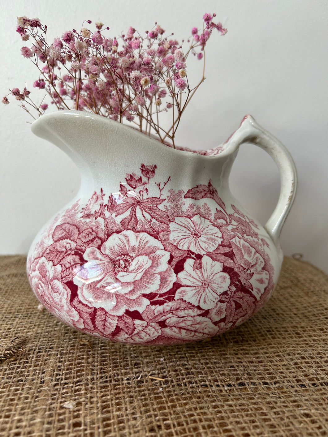 French Pinky Red Ironstone Jug