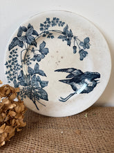 Load image into Gallery viewer, French Ironstone Dark Blue Bird and Florals Plate
