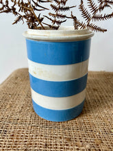 Load image into Gallery viewer, TG Green Blue and White Banded Kitchen ‘Currants’ Canister
