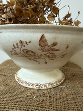 Load image into Gallery viewer, French Neutral Wide Footed Transferware Soupiere
