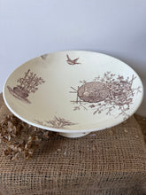 Load image into Gallery viewer, French Vintage Large Brown Transferware Raised Compote

