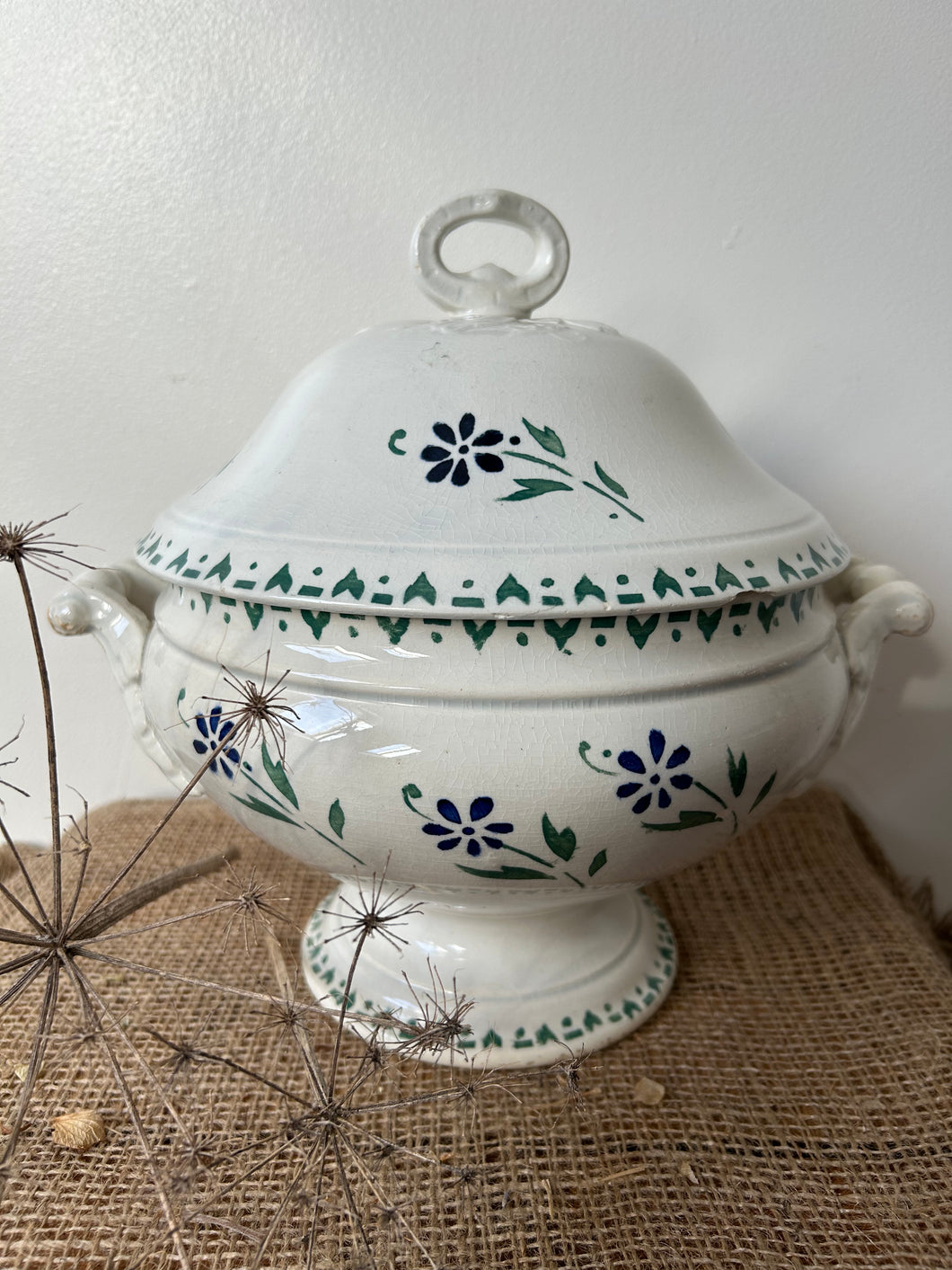 French Lidded Transferware Soupiere