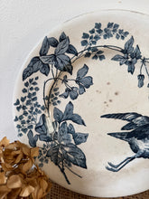 Load image into Gallery viewer, French Ironstone Dark Blue Bird and Florals Plate

