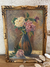 Load image into Gallery viewer, Stunning French Rose Floral Vintage Oil Painting
