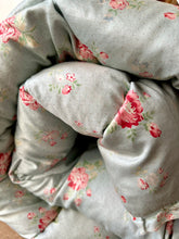 Load image into Gallery viewer, Vintage Duck Egg Blue Eiderdown With Beautiful Pink Florals
