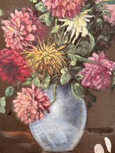 Load image into Gallery viewer, French Antique Dahlias Floral Painted on Silk
