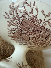 Load image into Gallery viewer, French Vintage Large Brown Transferware Raised Compote
