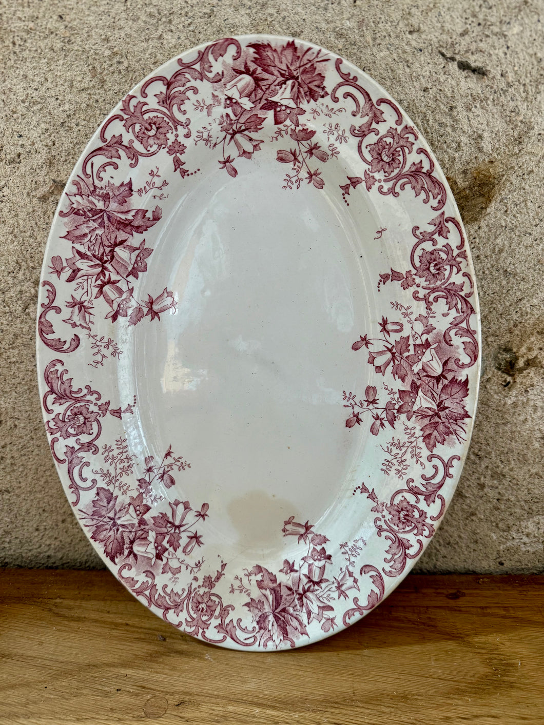 Pretty Pink Oval Ironstone Platter