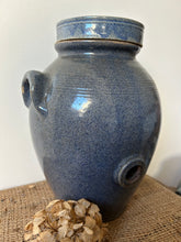 Load image into Gallery viewer, French Blue Stoneware Oil Jar
