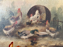 Load image into Gallery viewer, French Antique Chickens Oil on Canvas
