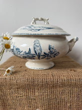 Load image into Gallery viewer, French Gentle Blue and White Bird Soupiere
