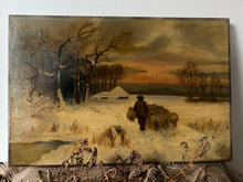 Load image into Gallery viewer, Vintage Winter Scene Oil on Canvas
