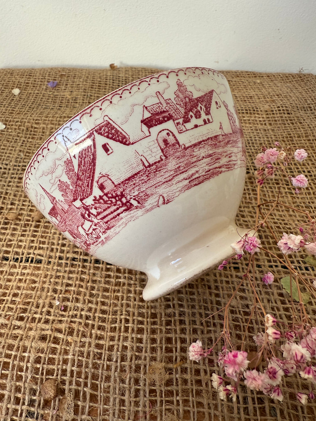 French Vintage Pink Transferware Cafe au Lait