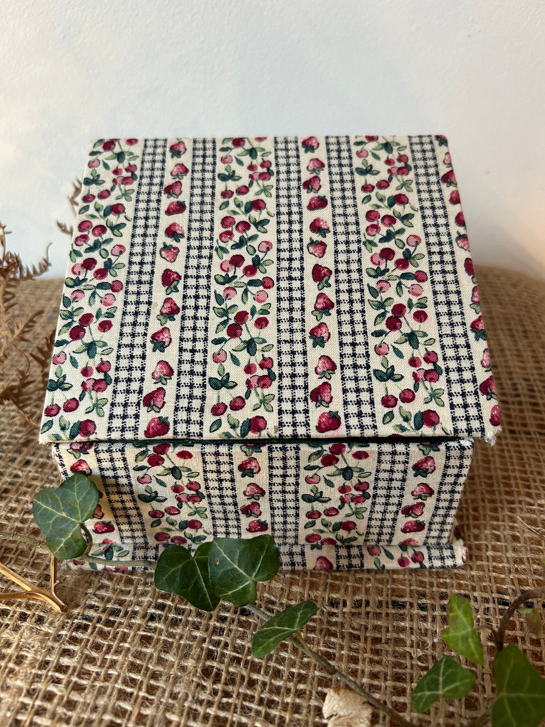 French Vintage Floral Fabric Covered Box