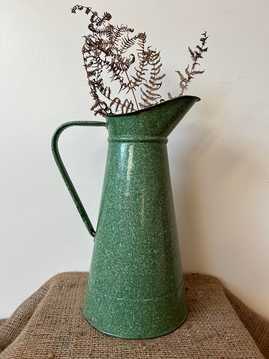 French Green Enamel Jug