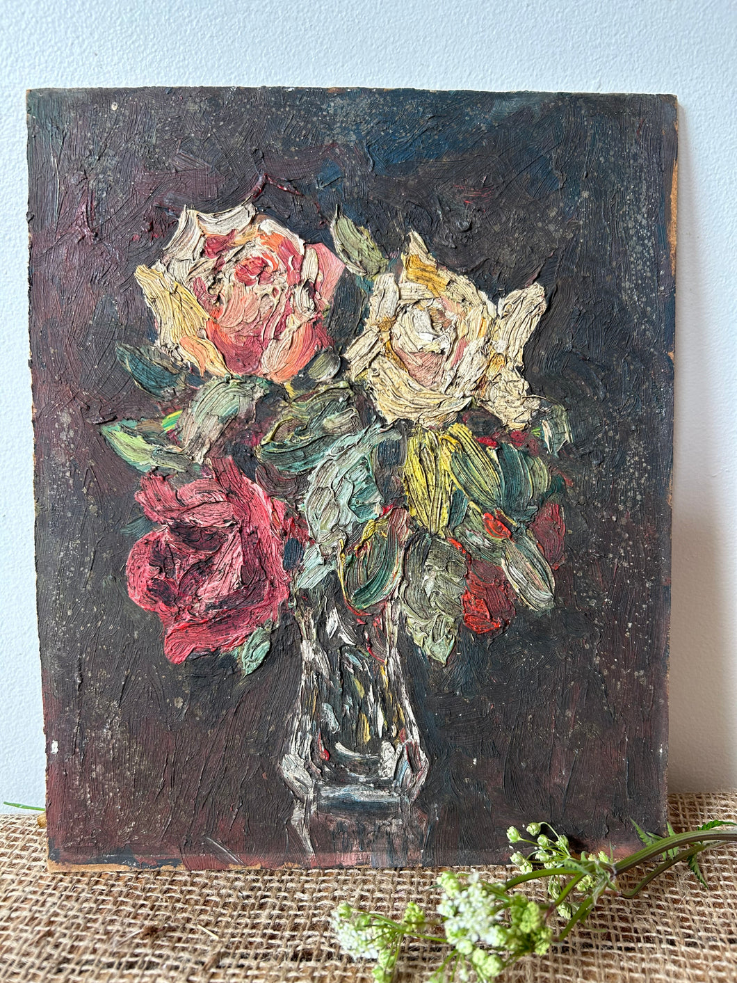 French Roses Still Life Oil Painting