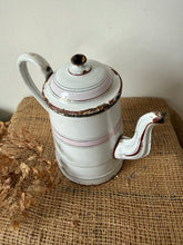 Load image into Gallery viewer, French Vintage Pink and White Enamel Coffee Pot
