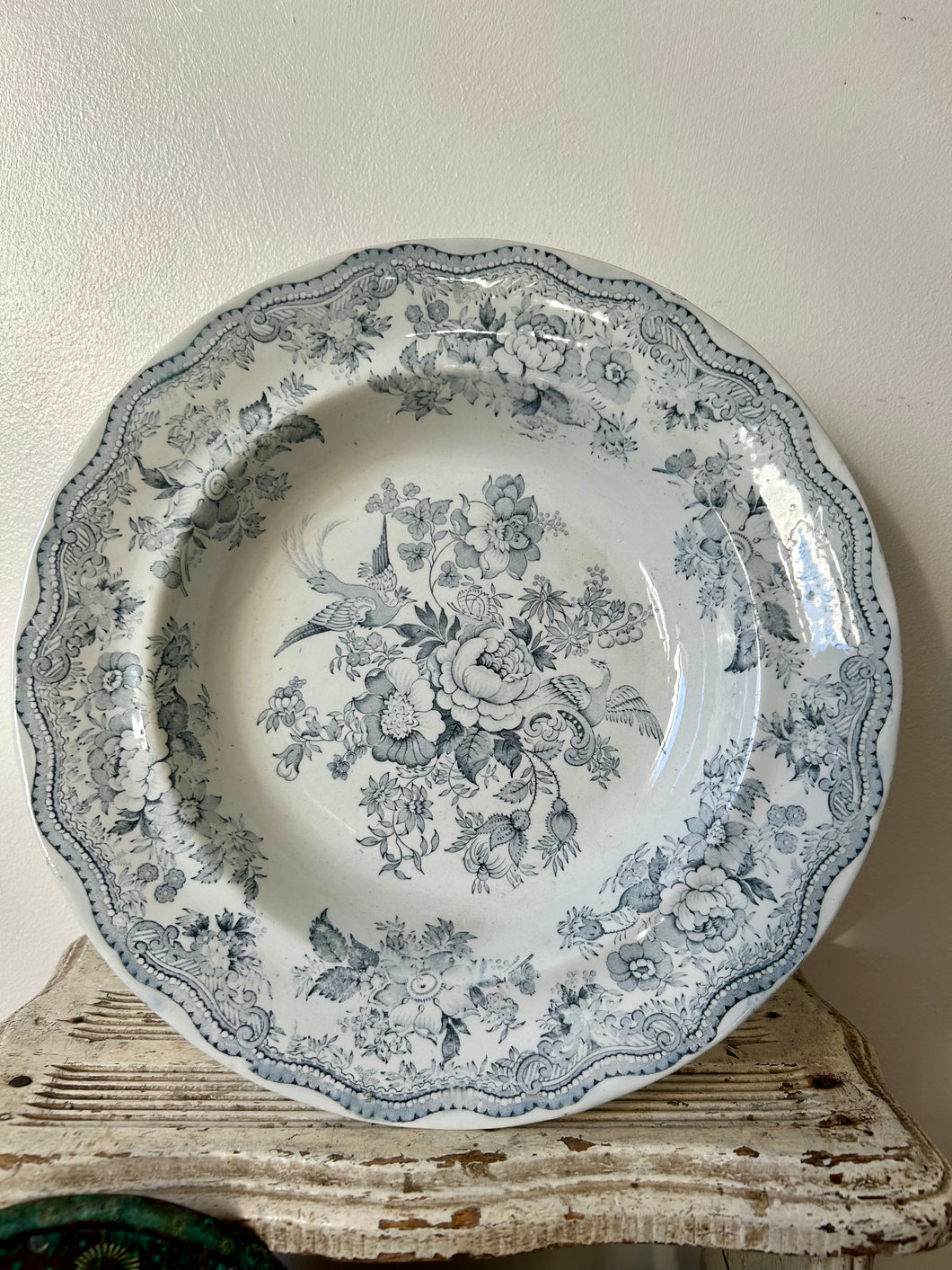 Vintage Grey Asiatic Pheasant Dish