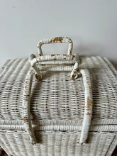 Load image into Gallery viewer, French Vintage White Wicker Handled Basket
