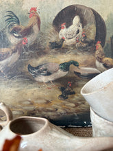 Load image into Gallery viewer, French Antique Chickens Oil on Canvas
