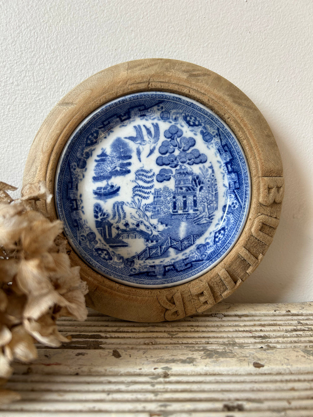 Vintage Willow Pattern Butter Dish