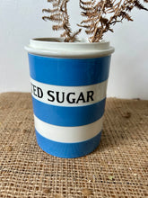 Load image into Gallery viewer, TG Green Blue and White Banded Kitchen Granulated Sugar Canister
