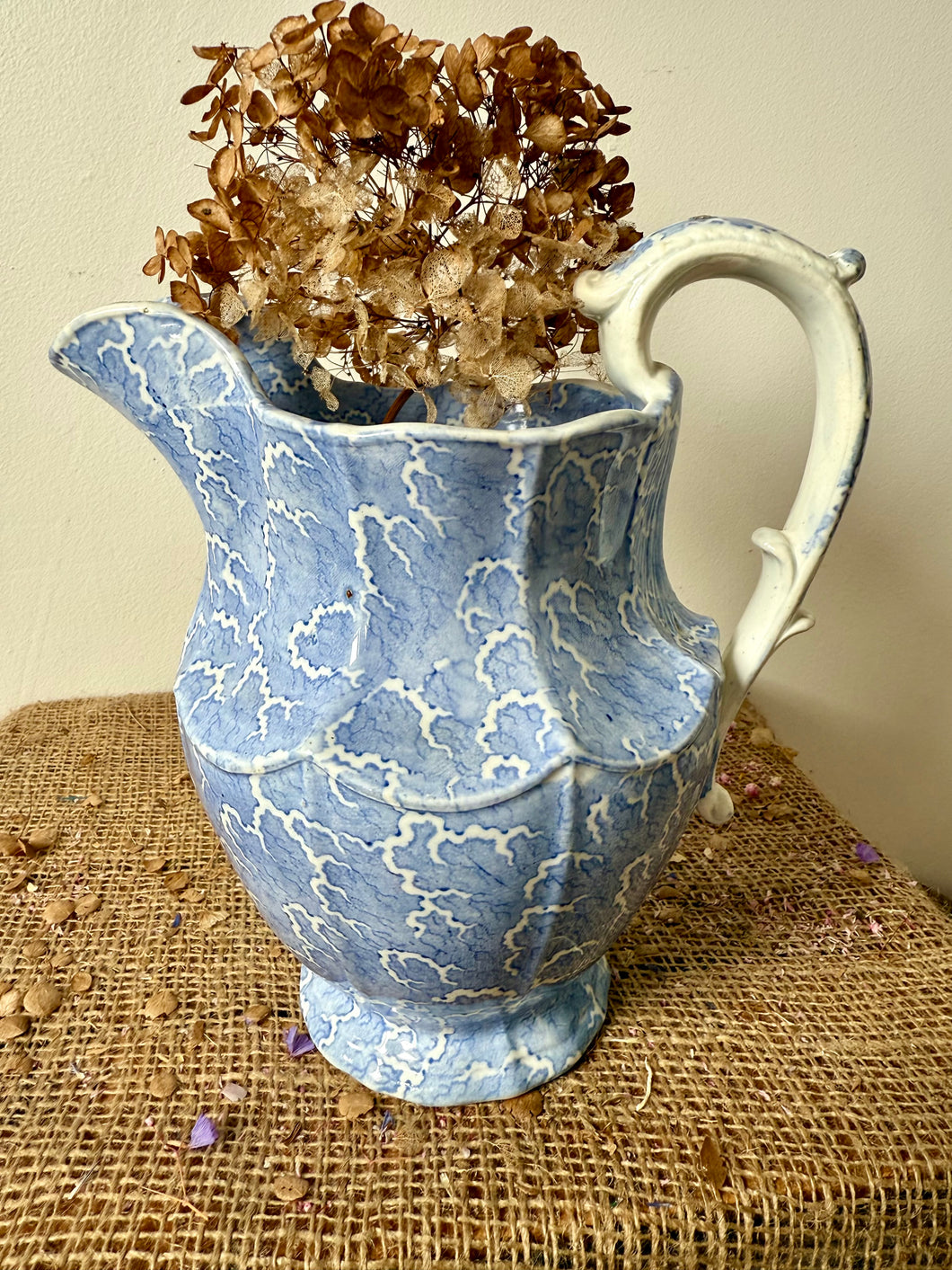 Elegant Blue and White Antique Jug