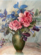 Load image into Gallery viewer, Stunning Roses, Sweet Pea &amp; Clematis Oil Painting
