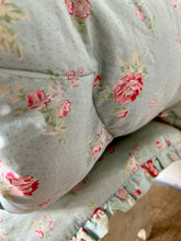 Load image into Gallery viewer, Vintage Duck Egg Blue Eiderdown With Beautiful Pink Florals
