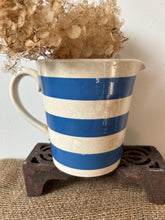 Load image into Gallery viewer, Buttery Blue &amp; White Striped Milk Jug
