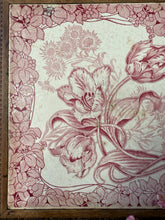 Load image into Gallery viewer, French Pink Tiled Trivet on Carved Wood
