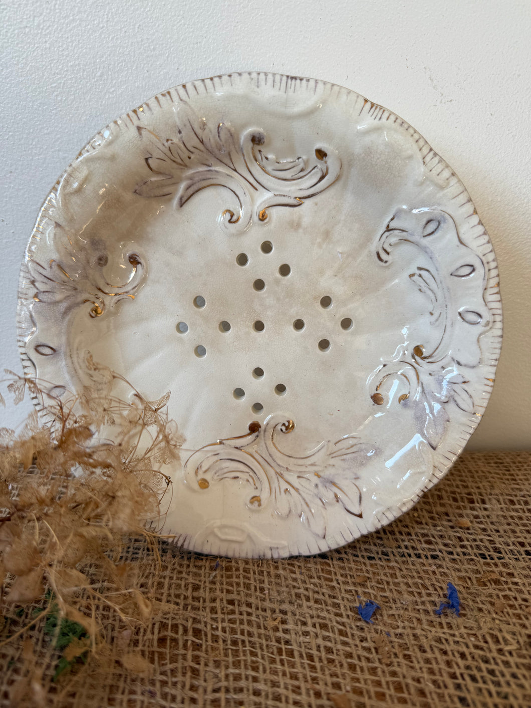 Pretty French Ironstone Strainer