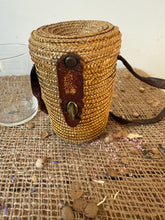 Load image into Gallery viewer, Vintage Wicker Strapped Glass Water Carrier
